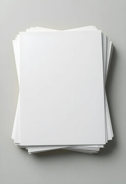 Productivity and office administration, stack of blank white paper sheets for business communication and creative design projects on a neutral background