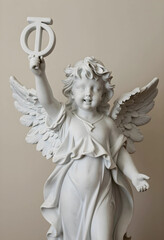 Fototapeta premium Spirituality and divine grace, marble cherub statue holding a symbolic sign of faith and peace in a classic religious art style for church decoration