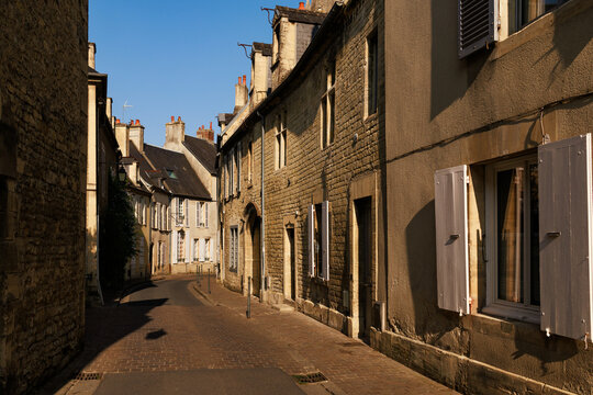 An empty street in Bayeux in the Normandy region of France