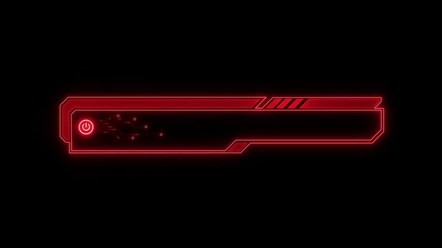 abstract background of sci fi red frame , hud ui, lower third button bar. neon title bar animated. on transparent background.