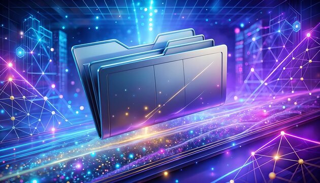 Futuristic Digital Folder Vibrant Data Network