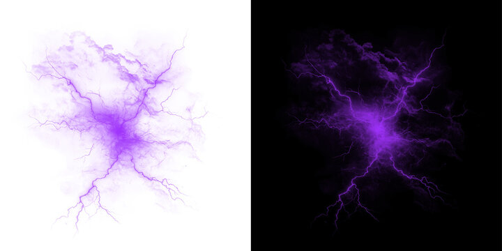 Png of purple lightning bolt energy explosion isolated on transparent background