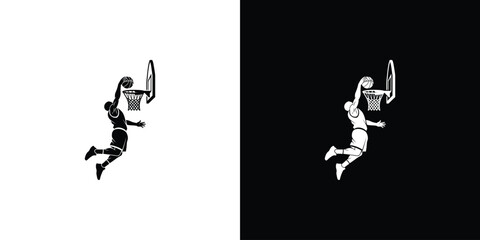 Dynamic Basketball Player Slam Dunk Silhouette Vector Icon © penikmat