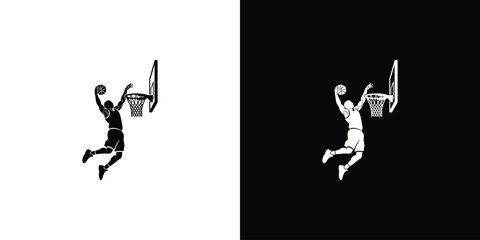 Basketball Player Slam Dunk Silhouette Icon Set © penikmat