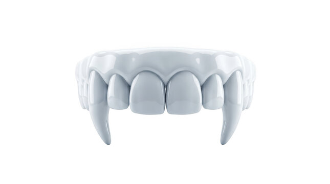 Plastic vampire teeth toy isolated on transparent background