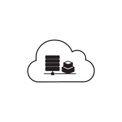 Cloud computing data server storage infrastructure icon with computing database infrastructure internet technology management information connection archiving platform processing analysis © miw