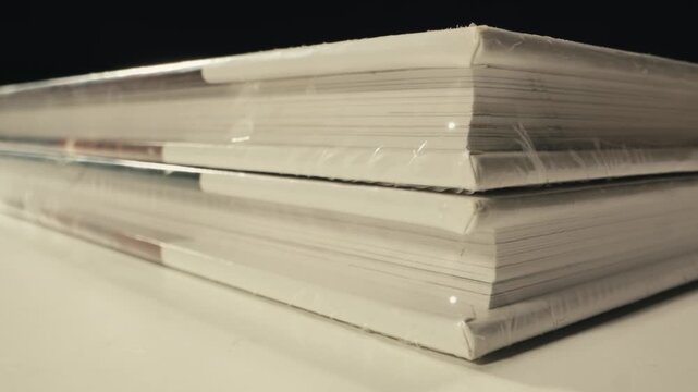 Book new textbook binding close up school university education study literature paper macro
