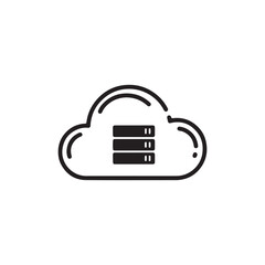 Cloud server hosting network icon with database computing technology internet infrastructure management information software abstract connection platform processing business technical © miw