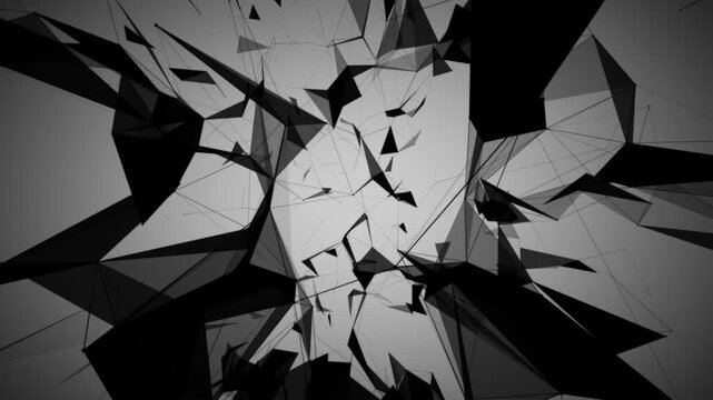 abstract black plexus animation of lines and dots on white background. 