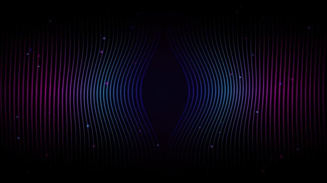 Abstract wave pattern pulsates and shifts across a dark background
