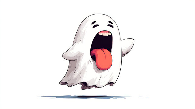 vector illustration of a cartoon character chibbi ghost for halloween