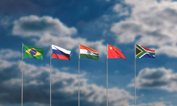 BRICS flag country national blue sky cloudy background wallpaper brazil russia india china south africa brazilian russian chinese indian africa summit brics busienss economy partnership cooperate