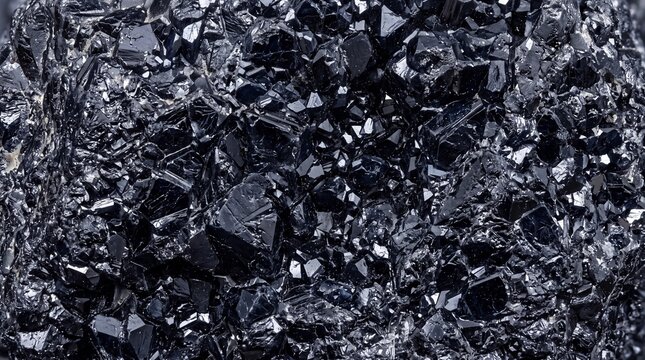 Macro Texture of Raw Black Mineral Crystal Surface