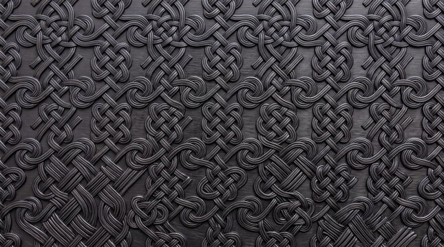 Dark Celtic Knot Pattern Texture on Embossed Metal Surface
