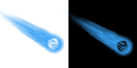 Png of blue comet or meteor with a glowing trail isolated on transparent background © BasharCreates