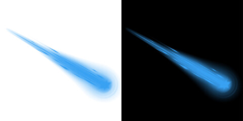 Png of abstract blue energy beam or comet tail effect with glowing light trails isolated on transparent background © BasharCreates