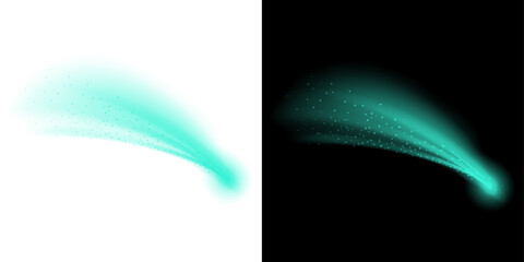 Png of abstract turquoise light trail with glowing particles and smooth motion effect isolated on transparent background © BasharCreates