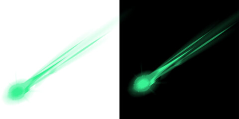 Png of green glowing comet or meteor trail isolated on transparent background © BasharCreates