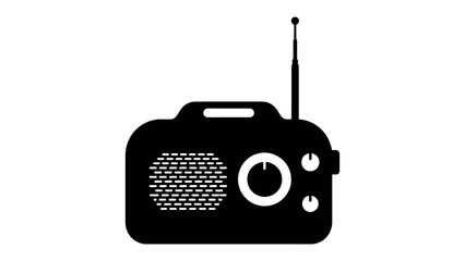 Fototapeta premium Vintage Radio Icon: A classic radio silhouette, featuring an antenna and control knob, represents the timeless appeal of audio broadcasting and entertainment.