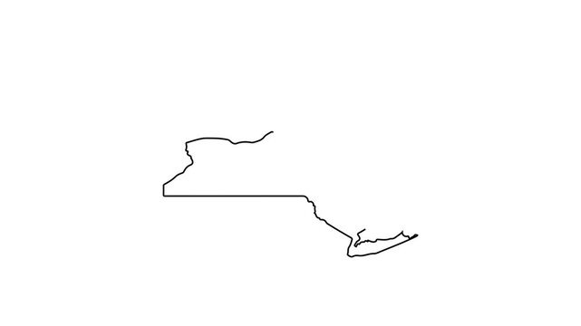 New york state map outline animation, minimalist black line on white background
