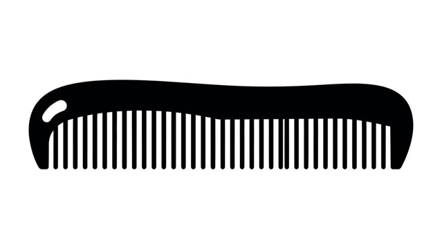 Black Comb Silhouette: A clean silhouette of a black comb, showcasing its teeth and ergonomic handle, perfect for grooming and styling needs.