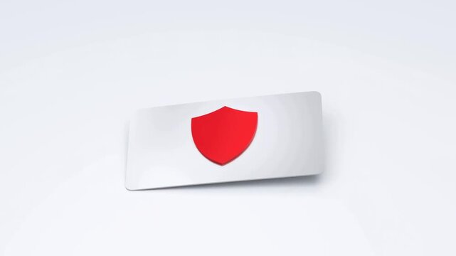 Red shield protecting white digital device on clean background for cybersecurity