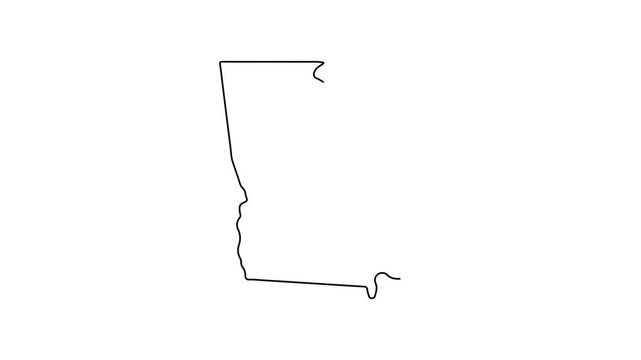 Georgia state map outline animation, minimalist black line on white background