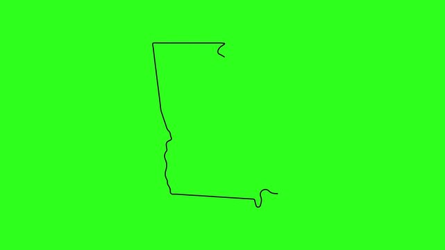 Georgia state map outline continuous line animation on green screen