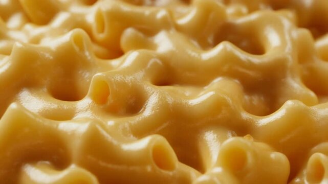 Ultra realistic footage of mac and cheese creamy texture, no humans, 4K UHD