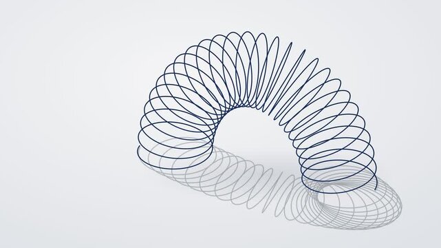 Oscillating Blue Helical Coil in Rhythmic Motion