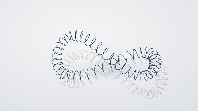 Abstract Infinity Symbol Formed by Blue Helical Wireframe