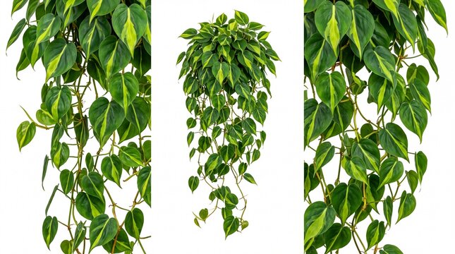 Hanging philodendron plant with green heart shaped leaves
