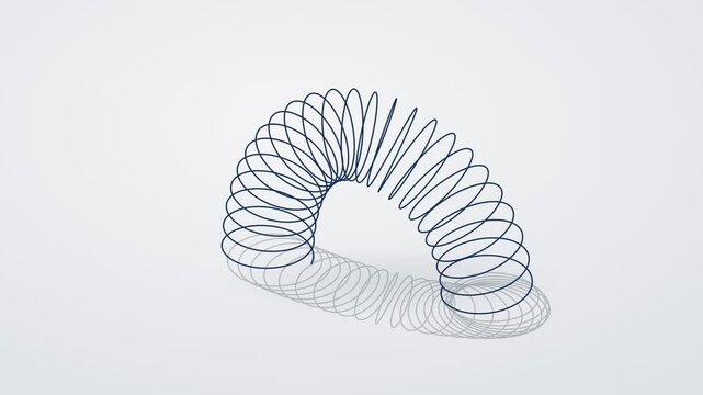 Curved Blue Coil Bending in Rhythmic Sequence