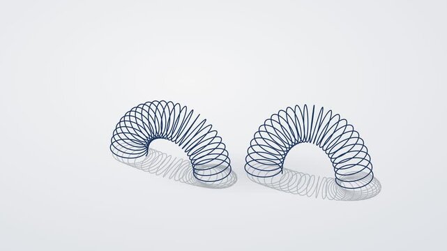Dual Blue Helical Coils Flexing in Rhythmic Pattern