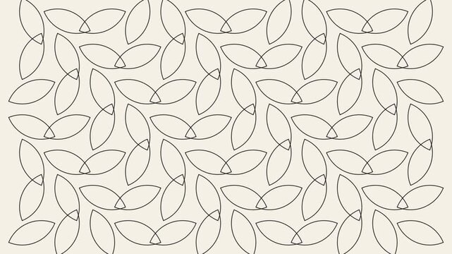 Repeating Floral Motif with Undulating Linear Waves