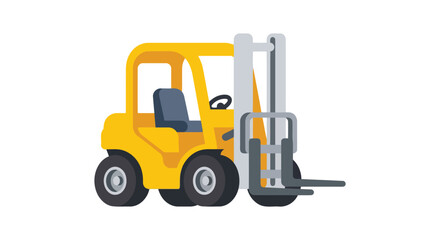 Yellow forklift truck illustration on a white background featuring visible tires and forks © AKRAM ST