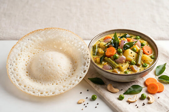 Kerala Appam with Vegetable Stew Breakfast Bowl