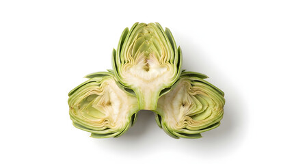 Fototapeta premium Fresh Artichoke Hearts Halves Isolated on White Background