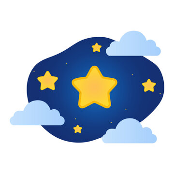 Dreamy Night Sky with Stars Cute Fantasy Illustration Icon for Web and Digital Design