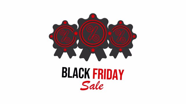 Black Friday Sale Banner with Percent Off Discount Badges
