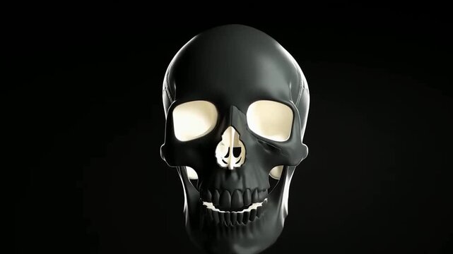 Skull Facing Forward Against Black Background with Bright Empty Eye Sockets