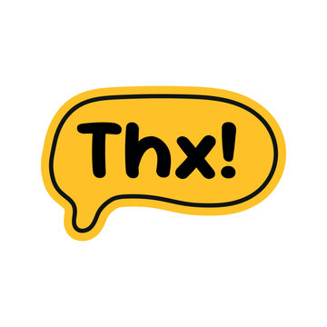 Thx text vector illustration design in a yellow speech bubble. Isolated on a white background. Thank You sticker.