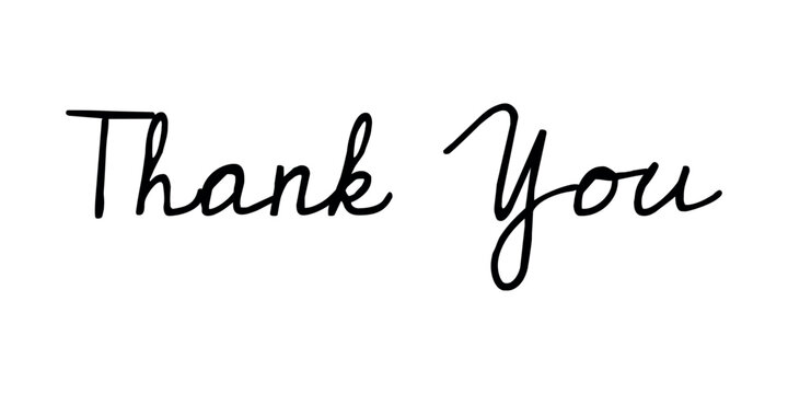 Thank you handwritten lettering text. Thank you calligraphy illustration vector isolated on a white background.