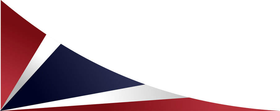 Abstract thailand patriotic red white blue curved swoosh corner border graphic element isolated on transparent background