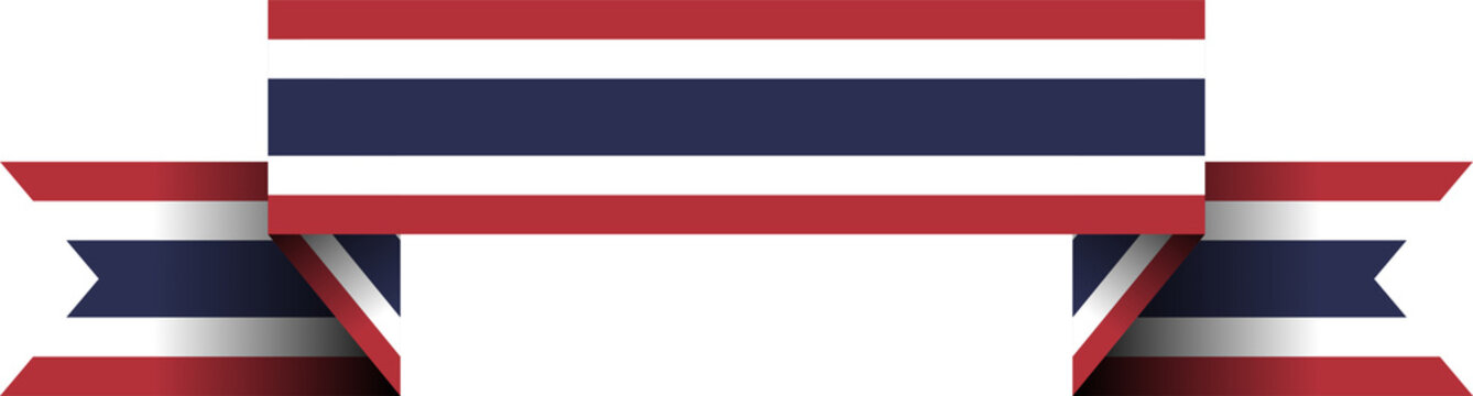 Thailand thai flag red white blue ribbon banner blank template isolated on transparent background patriotic celebration