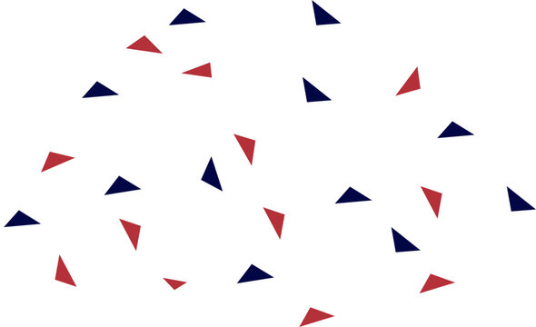 Abstract red blue triangle confetti scatter pattern isolated white background flat vector illustration geometric design