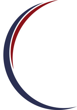 Abstract dynamic red navy blue curved swoosh graphic vector illustration design element isolated white background