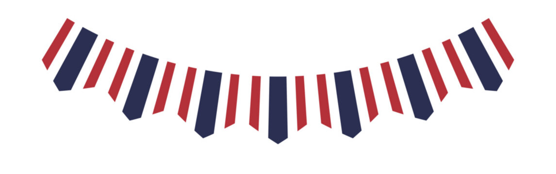 Festive thailand red blue bunting garland flags vector illustration isolated white background independence day celebration party decoration