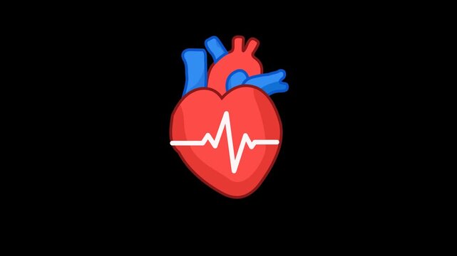 Heart Health Medical Icon Animation with Transparent Background. Full HD. 4K