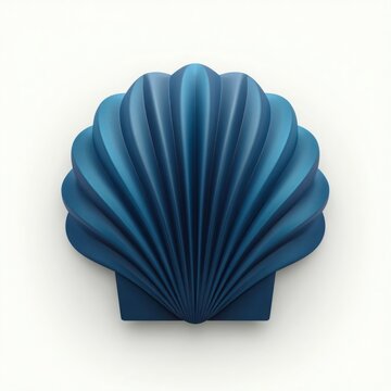 Dark blue scalloped shell shaped graphic element with textured matte finish for branding.